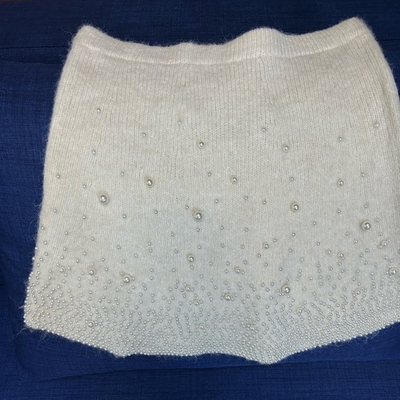 NWT ZARA KNIT SKIRT WITH PEARLS - Picture 5 of 7